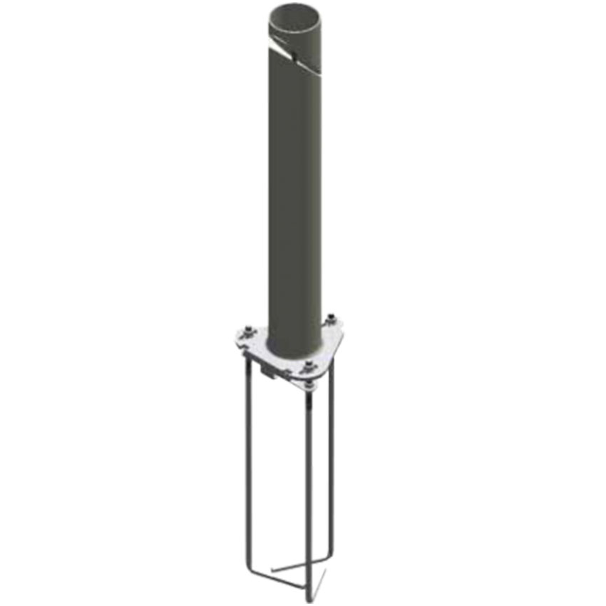 Socle basculant pour mât avec crosses d'ancrage à sceller