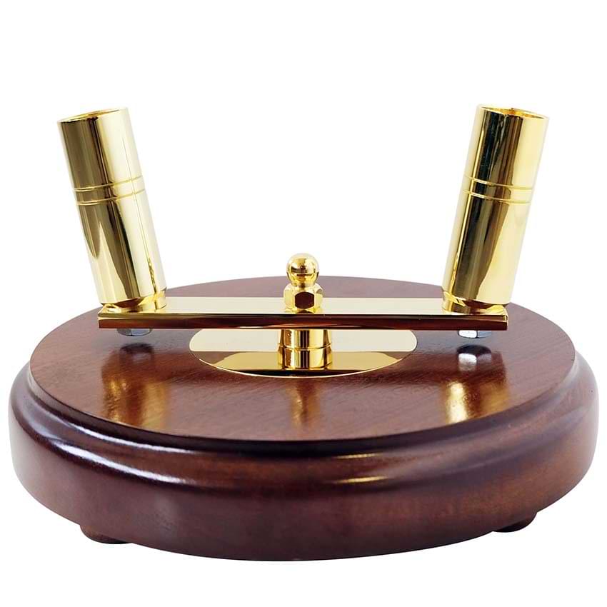 Pied porte-drapeaux bois - 2 places