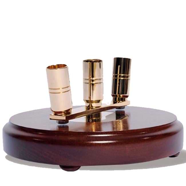 Pied porte-drapeaux bois - 3 places