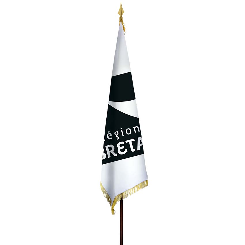 Drapeau prestige 100 X 150 cm - Avec franges dorés - Région française (Voir liste)