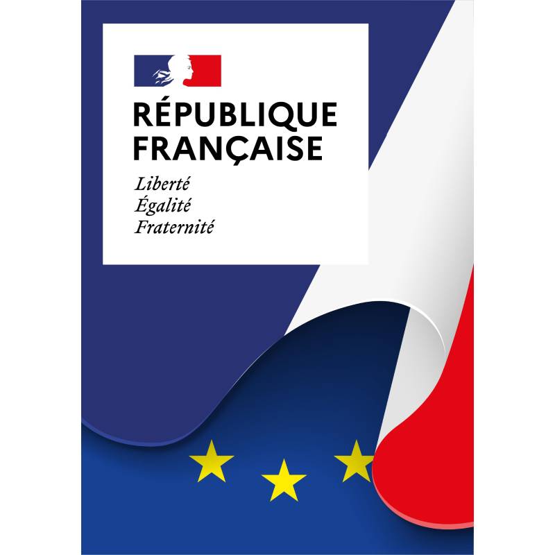 Plaque République française - Drapeau A2 - 420 x 594 mm - Verticale