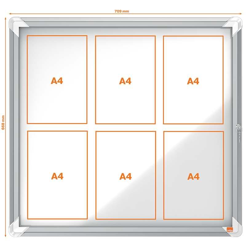 Vitrine extérieure Nobo - 6 X A4 - H. 668 X L. 709 mm