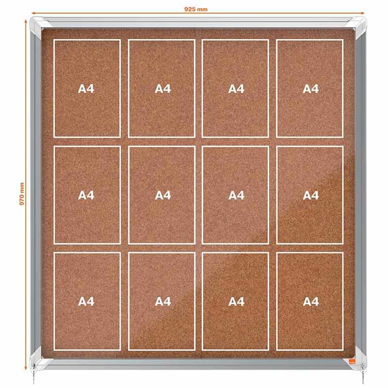 Vitrine intérieure Fond Liège Nobo - 12 X A4 - H. 970 X L. 709 mm