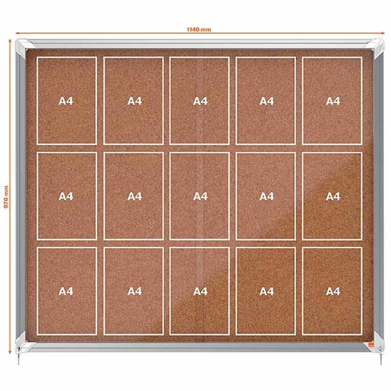 Vitrine intérieure Fond Liège Nobo - 15 X A4 - H. 970 X L. 1140 mm