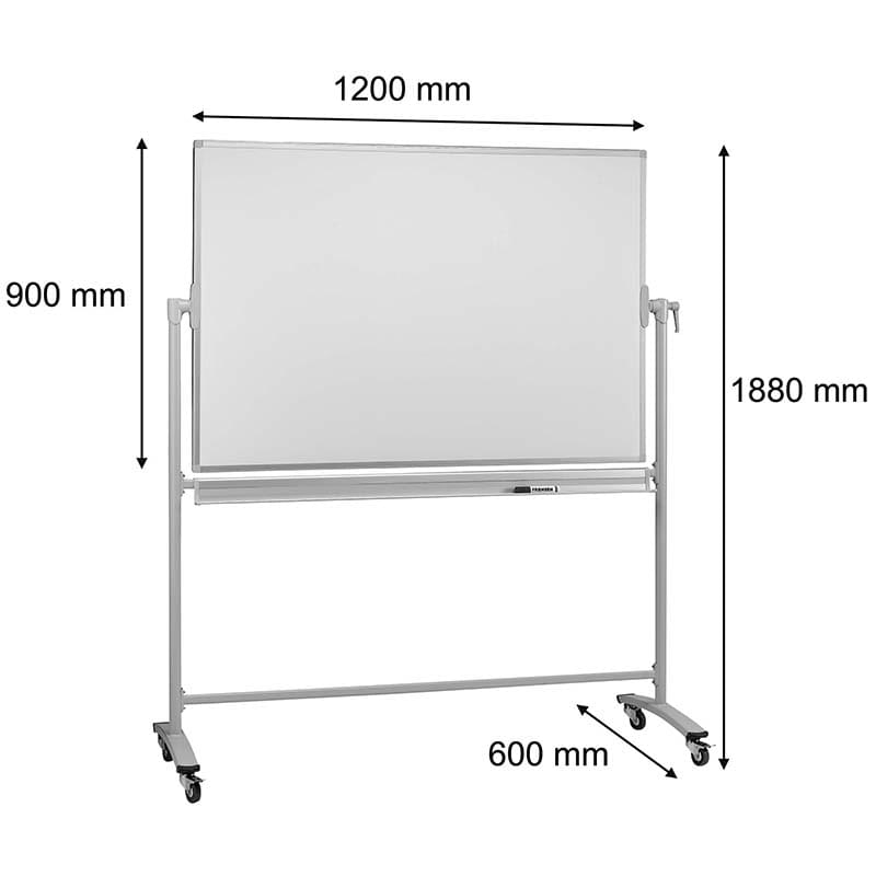 Tableau blanc mobile pivotant - 1200 X 900 mm