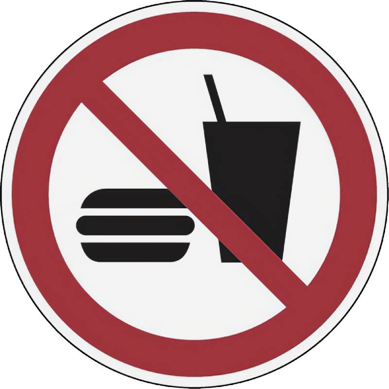Signalétique Interdit De Manger et Boire D. 200 mm - Adhésif autocollant
