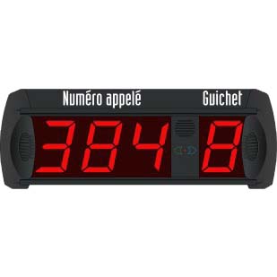 Afficheur file d'attente - Numéro appelé (3 Chiffres) + Guichet (1 Chiffre)