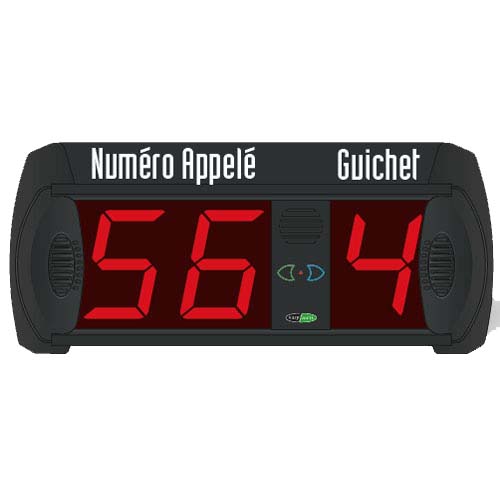 Afficheur file d'attente - Numéro appelé (2 Chiffres) + Guichet (1 Chiffre)
