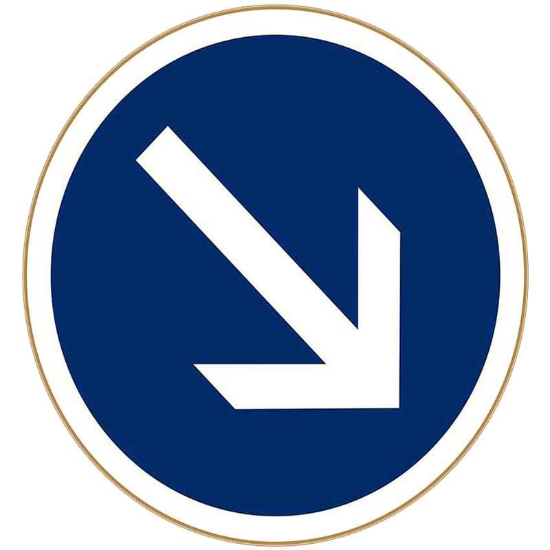 Panneau temporaire Contournement par la droite - 650 mm - Classe 2