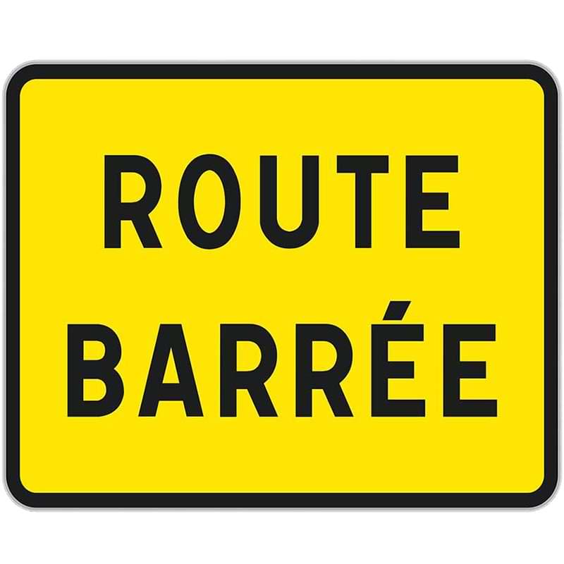 Panneau Route barrée - 800 x 600 mm - Classe 1