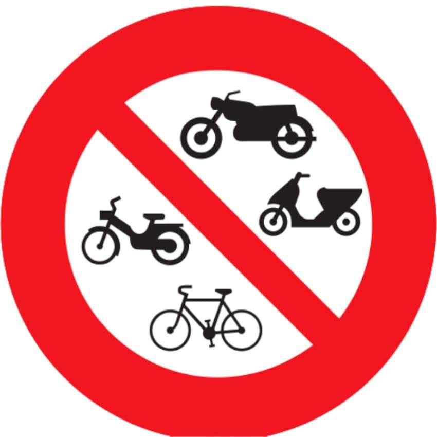 Panneau Interdit aux deux roues - 650 mm - Classe 1