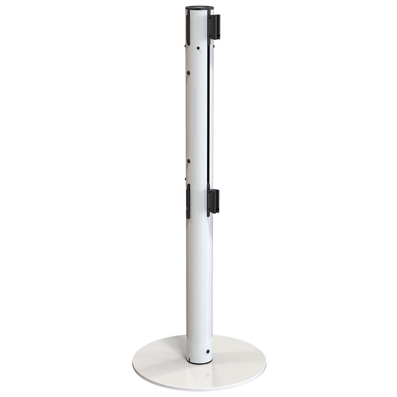 Poteau double sangle rétractable Pro-Line 3 m - Blanc RAL 9003