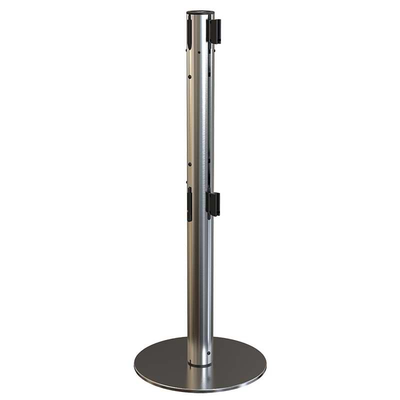 Poteau double sangle rétractable Pro-Line 3 m - Inox brillant