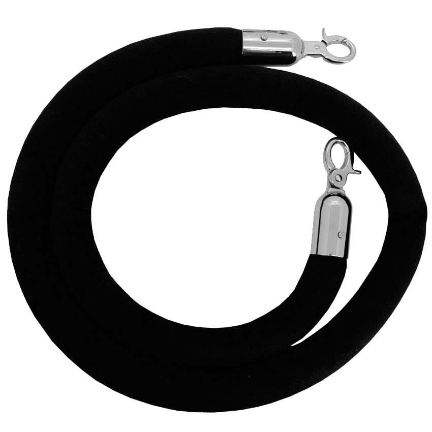 Cordon velours noir mousquetons chromés - D. 3 X L. 160 cm