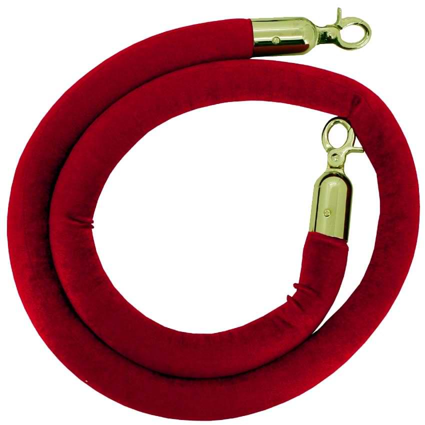 Cordon velours rouge mousquetons dorés - D. 3 X L. 160 cm