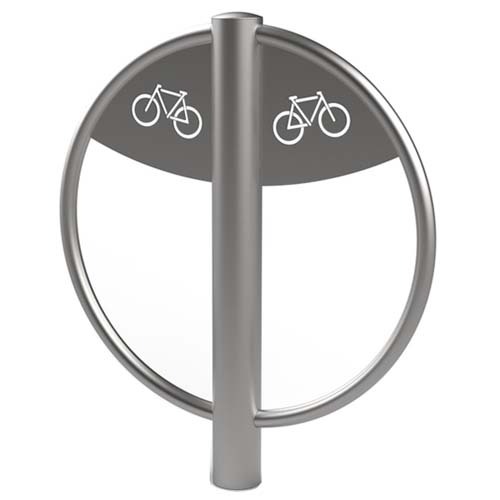 Poteau accroche vélo inox 304L avec plaque signalétique - A sceller