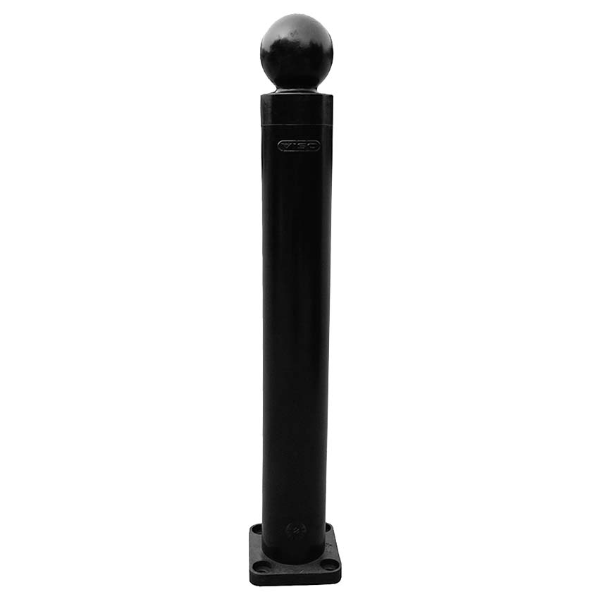 Potelet flexible sur platine D. 80 X H. 1000 mm - Pommeau boule - Noir RAL 9005