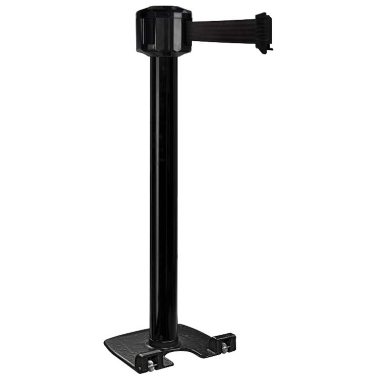 Poteau à sangle 10 m base lourde à roulettes  - Poteau noir