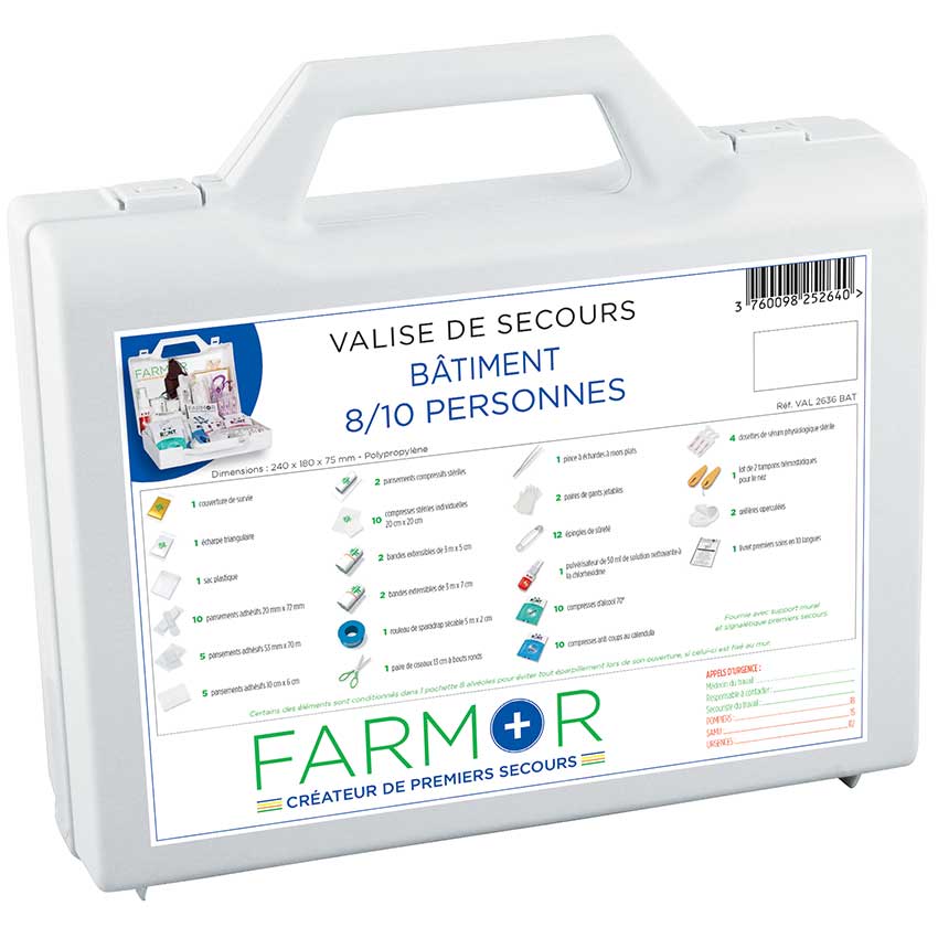 Mallette de secours spéciale bâtiment - 8/10 personnes