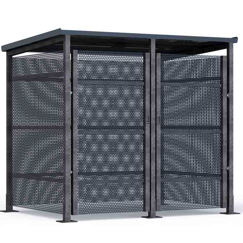 Abri à vélos fermé Safe Bike tôlé - H. 2919 X L. 3230 X P. 2470 mm