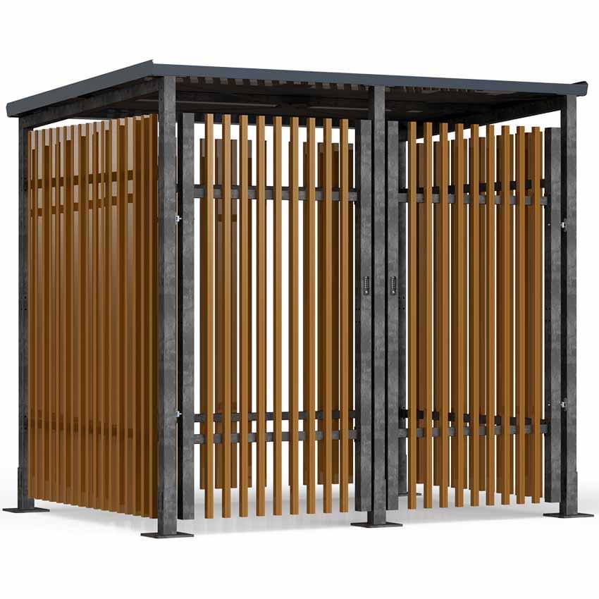 Abri à vélos fermé Safe Bike bardage bois - H. 2919 X L. 3230 X P. 2470 mm