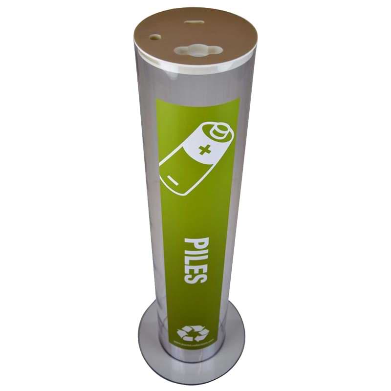Collecteur de recyclage transparent sur pied 30L - Piles