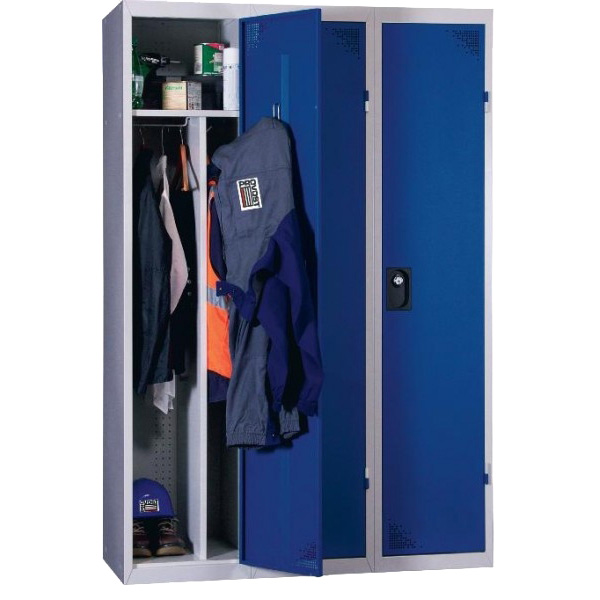 Vestiaire type Industrie salissante 3 cases - Portes Bleu RAL 5005