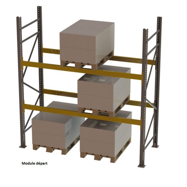 Rack à palettes - H. 4500 X L. 3300 X P. 1100 mm - Elément départ