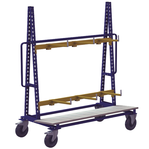 Chariot ratelier à bras sur longerons - simple face