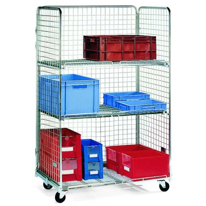 Roll conteneur grand volume + 2 étagères - H. 1800 X P. 660 X L. 1160 mm