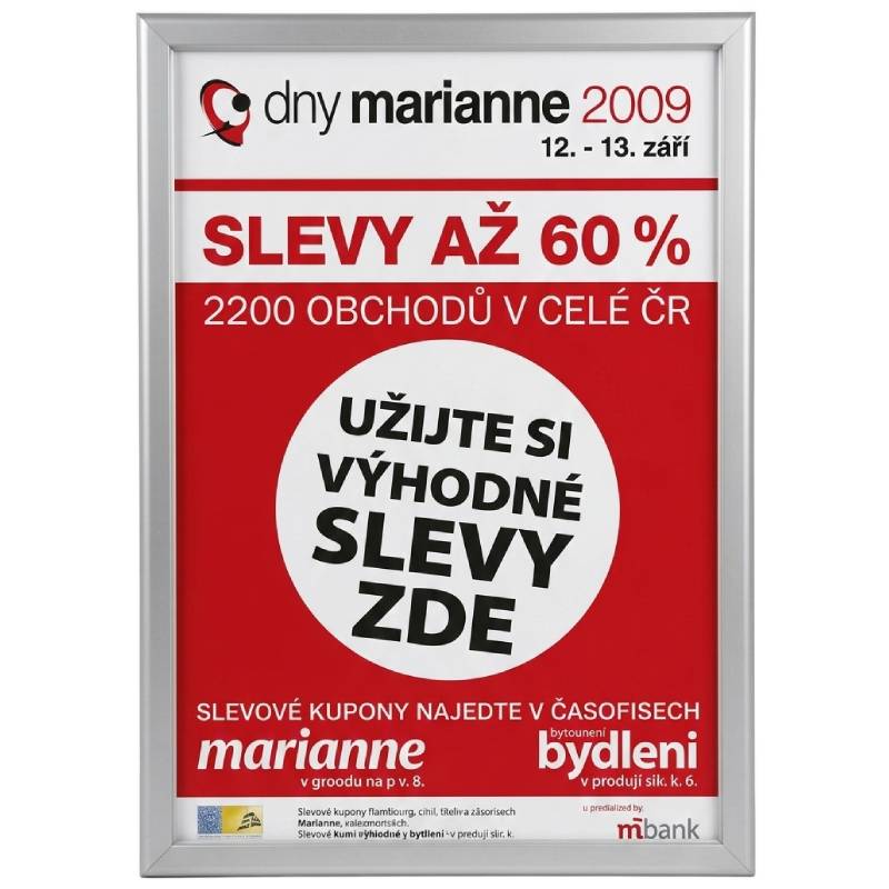 Cadre d'affichage spécial vitrine A1 - 872 X 625 mm
