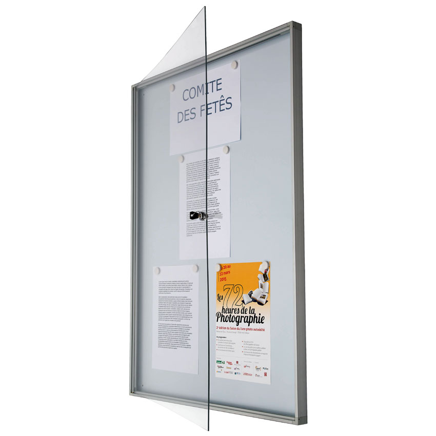 Vitrine intérieure 20 mm 9A4 - H. 932 X L. 671 mm - Fond tôle