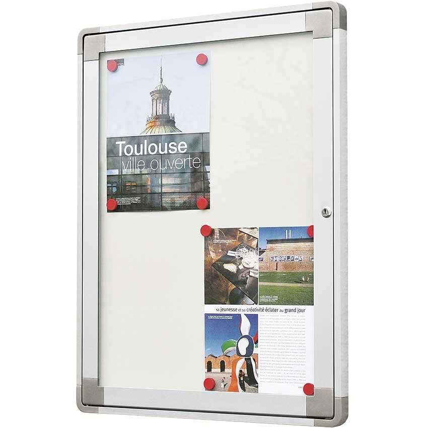 Vitrine à coins ronds NF - Fond métal - 1 A4