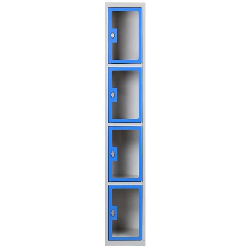 Armoire casiers portes plexi transparentes - 1 colonne X 4 cases 300 mm