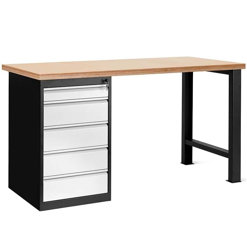 Etabli professionnel L. 1400 mm - Version 1 coffre porteur (5 tiroirs)