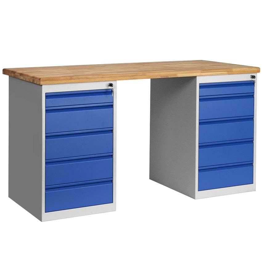 Etabli - Version 2 coffres (5 tiroirs + 5 tiroirs) - Gris / Gris anthracite