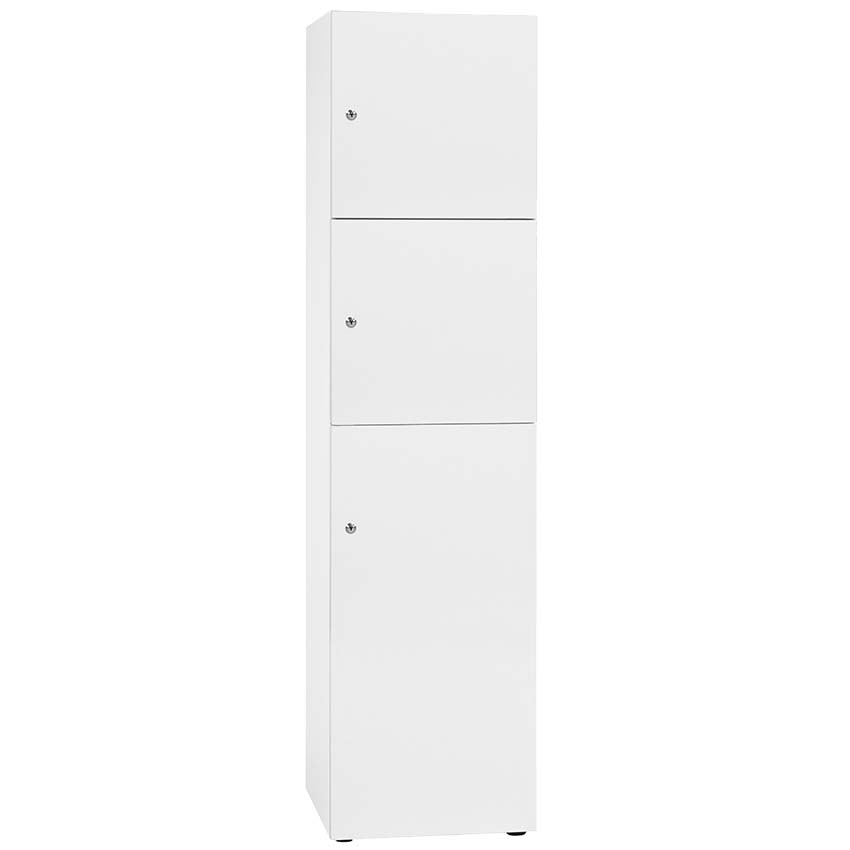 Casier vestiaire Wood - Colonne de 3 cases - Portes blanches
