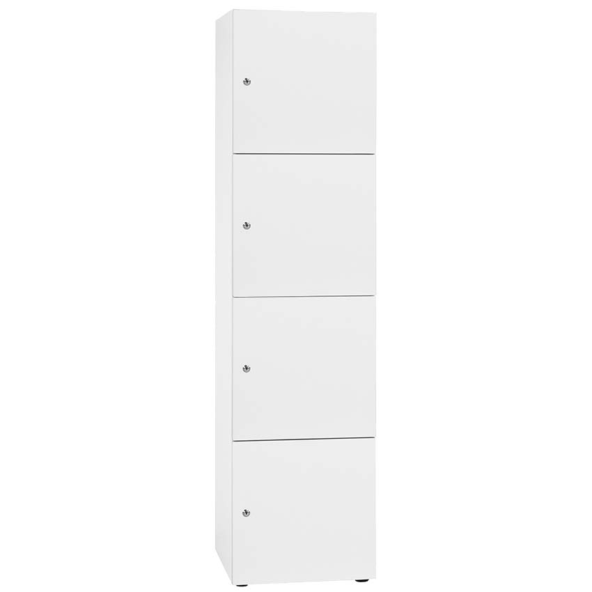 Casier vestiaire Wood - Colonne de 4 cases - Portes blanches