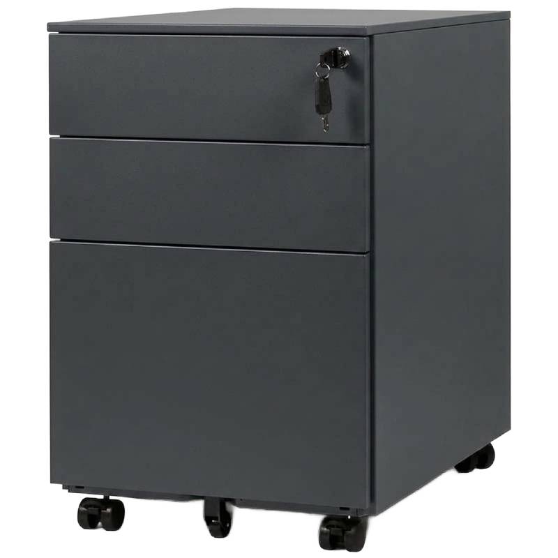 Caisson mobile métal 2 tiroirs + dossiers suspendus - Gris anthracite RAL 7016