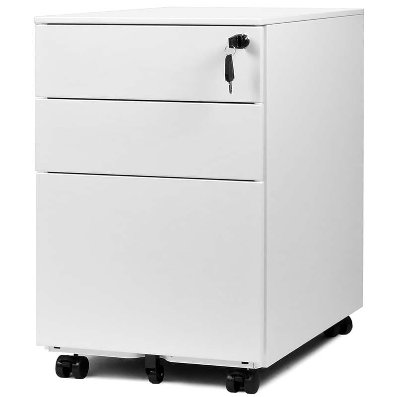 Caisson mobile métal 2 tiroirs + dossiers suspendus - Blanc RAL 9016