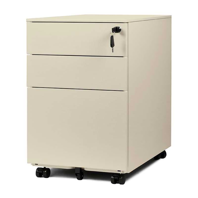 Caisson mobile métal 2 tiroirs + dossiers suspendus - Ivoire RAL 1013