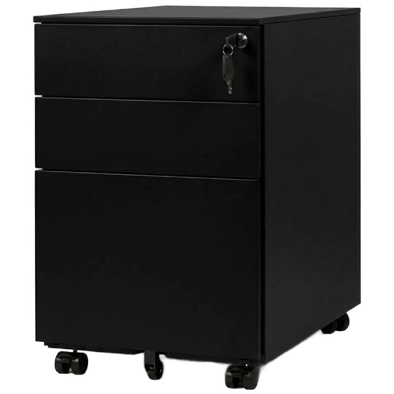 Caisson mobile métal 2 tiroirs + dossiers suspendus - Noir RAL 9005