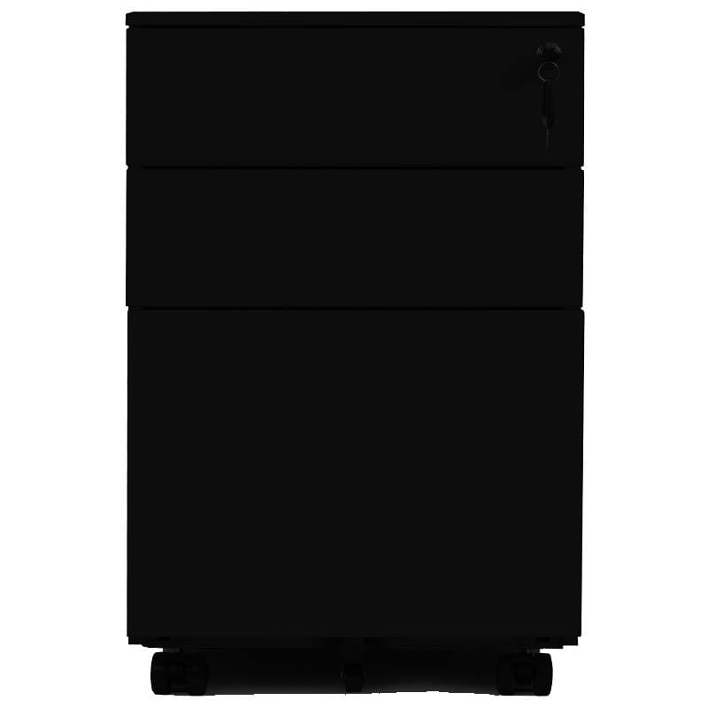 Caisson mobile métal 2 tiroirs + dossiers suspendus - Noir RAL 9005
