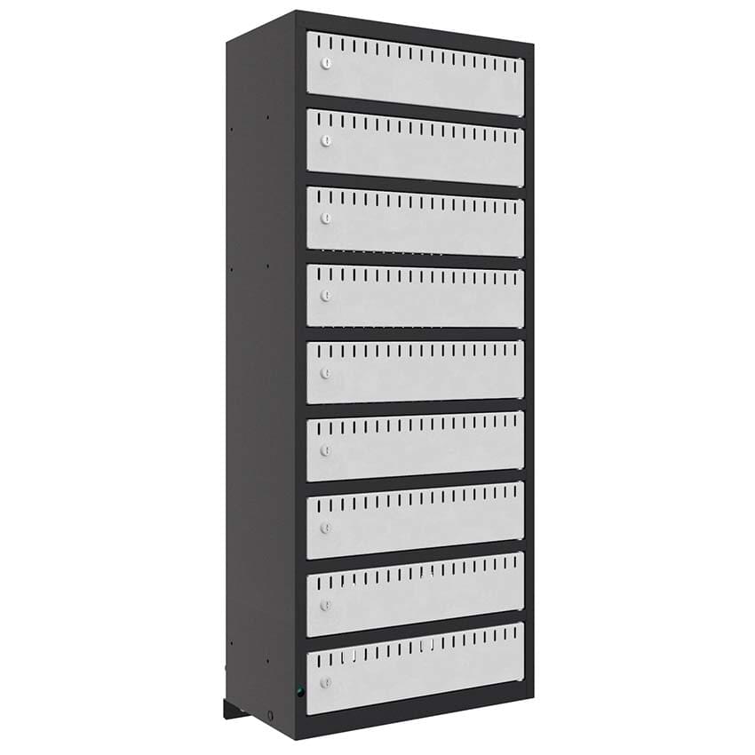 Armoire casiers recharge batterie vélos à poser - 9 cases