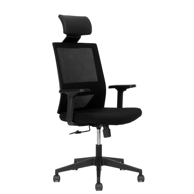 Fauteuil de bureau Lugano avec têtière - Noir