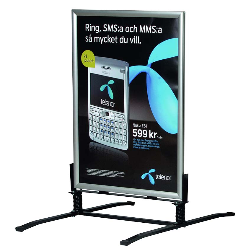 Porte-affiche pieds ressort - Affichage 50 X 70 cm - Cadre gris alu