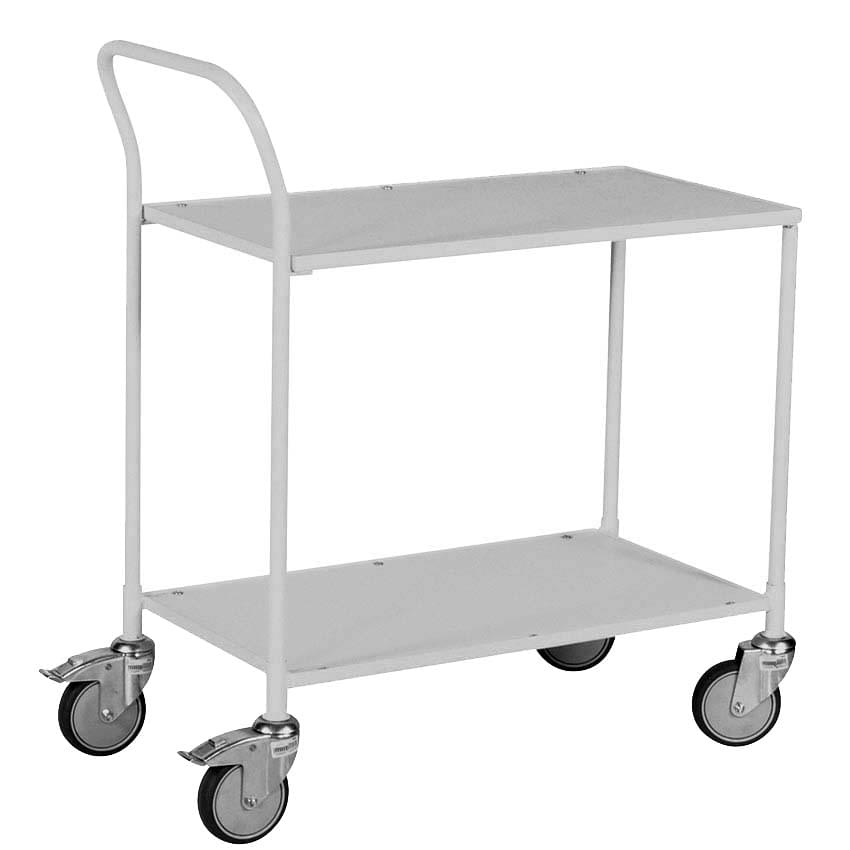 Chariot desserte 2 plateaux simple poignée - Blanc
