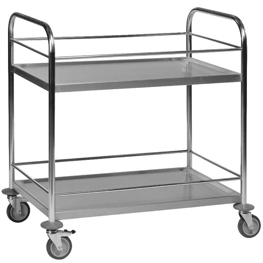 Chariot service inox 2 plateaux - Capacité 100 kg