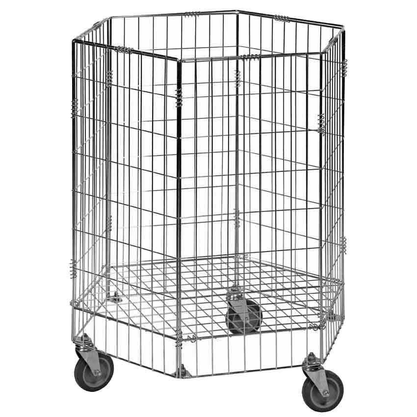 Corbeille hexagonale sur roulettes - H. 900 X 700 X 700 mm