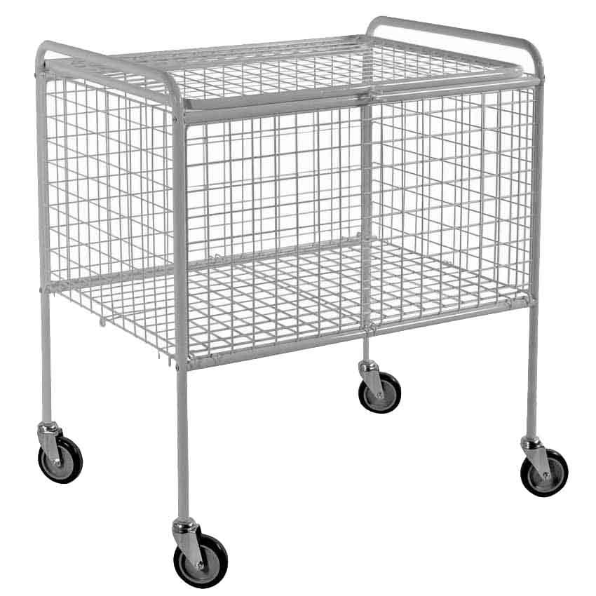 Chariot panière grillagée avec couvercle - Charge 150 kg - Blanc